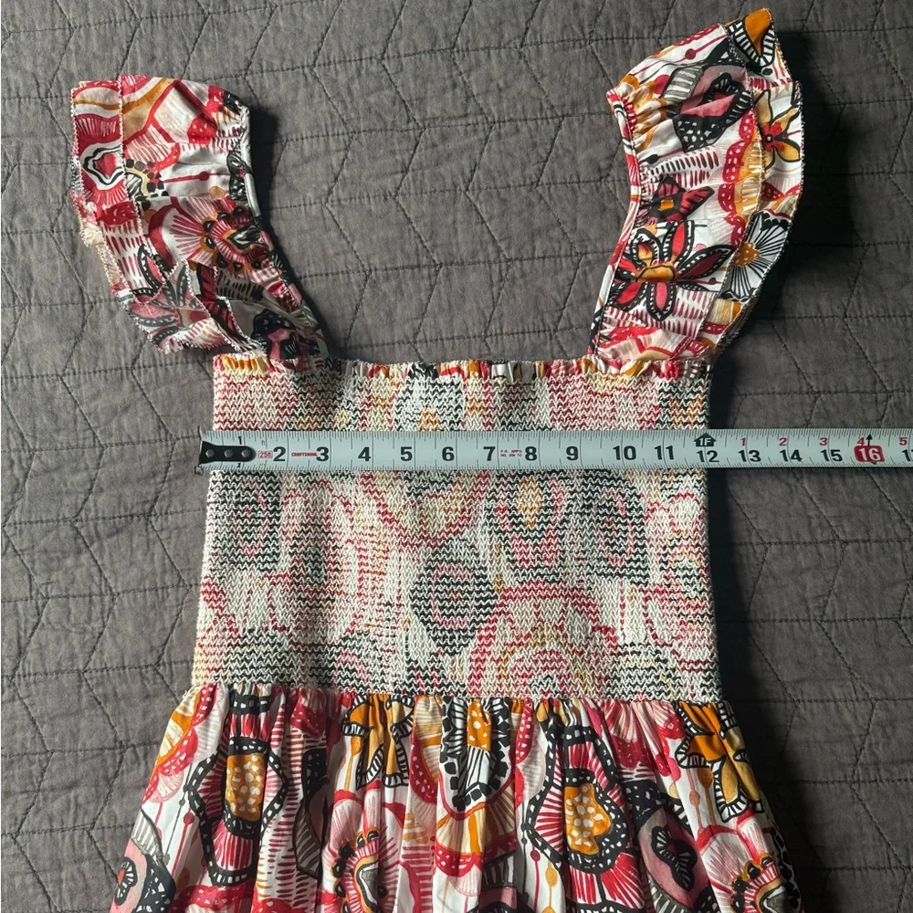 NWT BTB Los Angeles Smocked 100% cotton Flutter Sleeve Maxi Dress Size medium - Picture 15 of 16